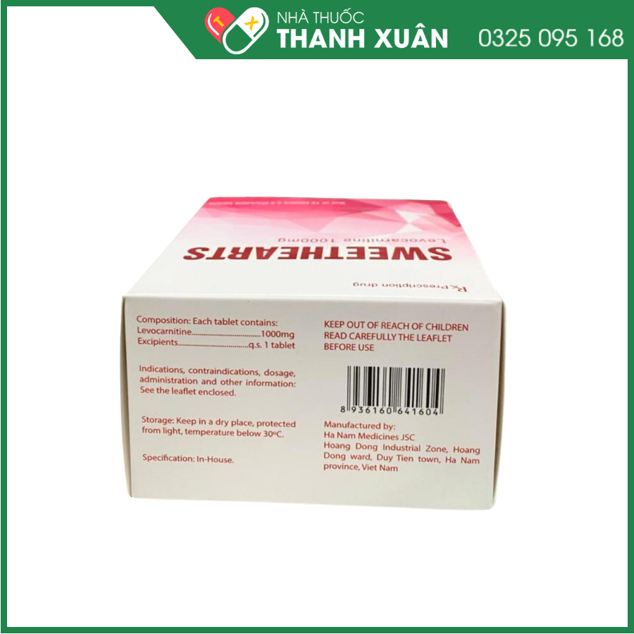 Sweethearts 1000mg điều trị thiếu hụt carnitin nguyên phát và thứ phát